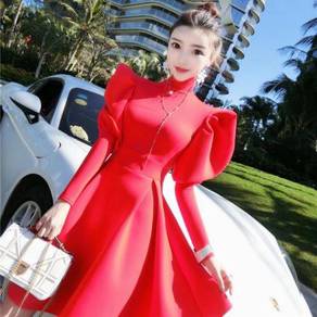 Red long sleeve OL office formal dress RBP0917