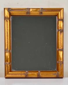 Framed Gold Bamboo Style Square Wall Mirror
