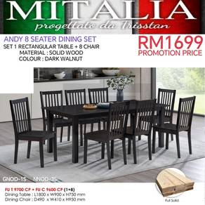 Dining Set 8 Seater Solid Wood | Meja Makan Murah