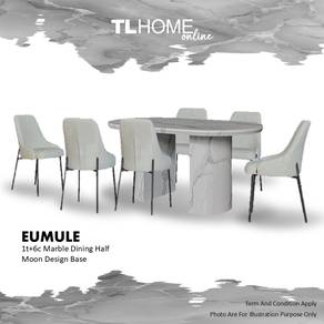 1+6 Marble Dining Half Moon design base