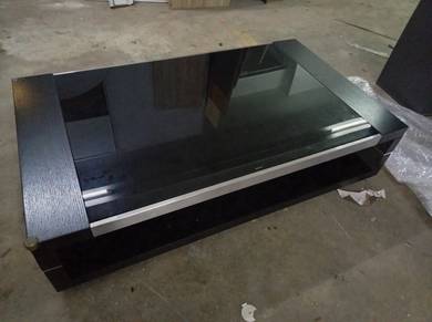 Black Wooden Glass Top Coffee Table TF338