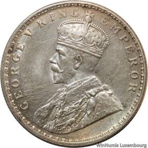 British India one rupee 1916 KGV silver coin AU