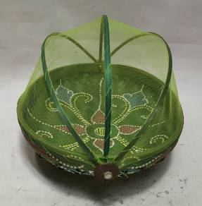 Hand Painted Woven Bamboo BASKETS FOOD TENT NET Co
