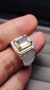 Cincin perak 980 Natural Goshenite 5crt
