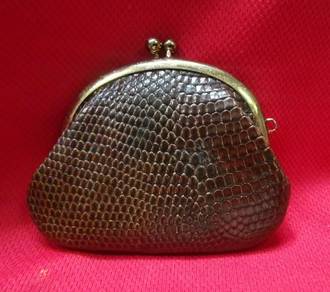 Vintage Coin Purse in Grey Snake Skin