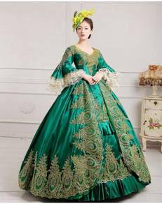 Medieval Wedding Dress green Long Sleeve Muslimah