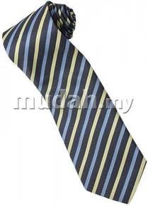 ELB7 Blue Yellow Black Striped Formal Neck Tie
