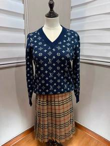 VINTAGE LV monogram dark blue cardigan women S 511