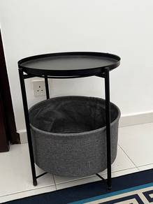2 tier coffee table with removable tray & basket