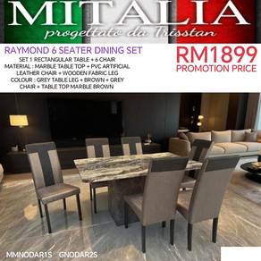 Meja Makan Marble 6 Seater | Dining Table Set