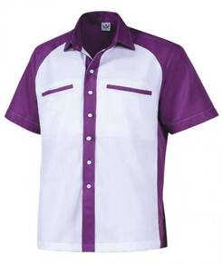 Corporate Uniform Short Sleeve FM6167 White PURPLE