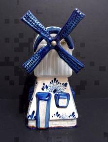 Musical Dutch Delft Blue Windmill - 24 cm high