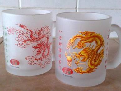 Cawan sun frosted oriental dragon mug cup 2
