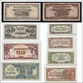 Malaya Japan JIM set of 9 Banknotes 1942 - 1945