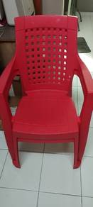 Red Plastic chairs with armrest (5pcs available)