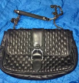 long champ black quilted leather chain shoulder ba