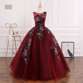 Red maroon wedding bridal dress gown RB1071