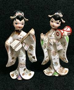 Vintage Porcelain Geisha Figurines (Pair)