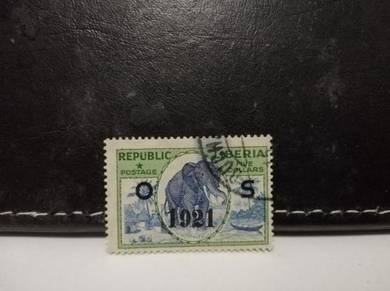 1921 Liberia Stamp Elephant Animal