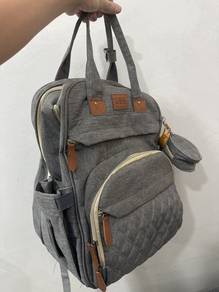 Sunshine Grey Diaper Bag Backpack with Pouch