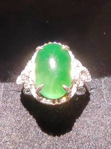Giok Jadeite Jed Burma Hijau Tua Ais Gred A Alami