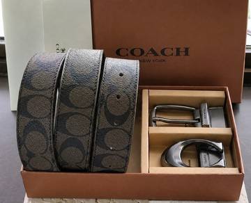 Coach Signature reversible belt with bucket set 