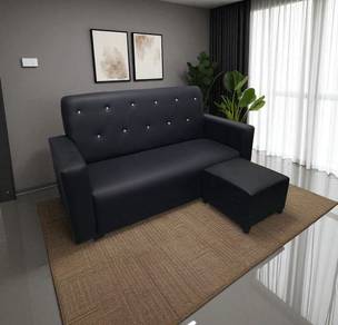 Sofa Baru, Head Rest Tinggi, 3 Seater + Stool