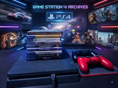 PS4 Slim 500GB (2 Controller Red & Black + 9 Game 