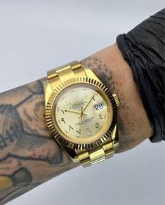 Custom Seiko Mod 39mm Full Gold Arabic DateJust