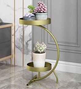 Gold Flower Pot Shelf Standing Rack Rak Pasu Bunga