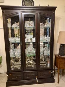 4 tier wood glass showcase cabinet