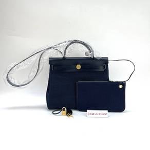 Kept Unused Hermes Herbag 31 Noir / Bleu Indigo