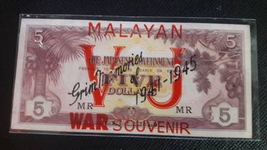 Malaya Japanese Invasion (JIM) 5 dollars VJ -1946
