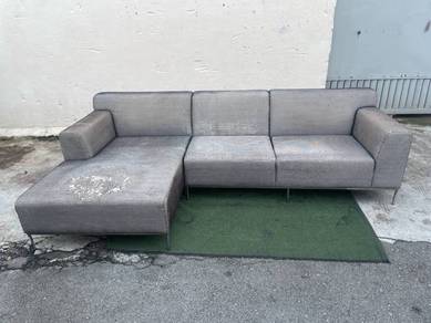 YC41B Kerusi 3 Seater L Shape Sofa Fabric Grey