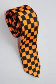 SLIM Orange Black Striped Formal Korean Neck Tie