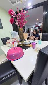 meja makan square 8 seater marble