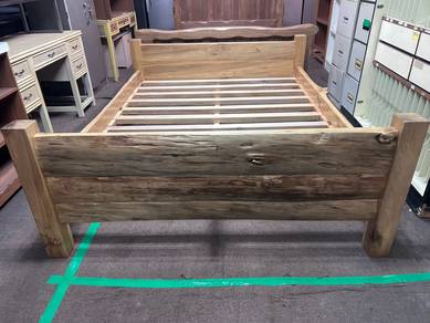 rustic solid wood bed frame Queen
