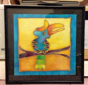 Batek Silk Fabric Hornbill Picture with Frame