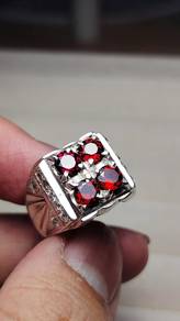 Cincin perak permata Natural Garnet