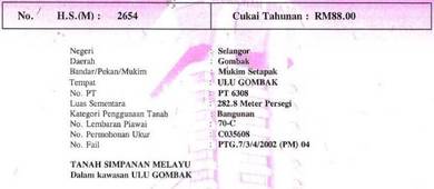 Residential Land in Gombak, SGR
