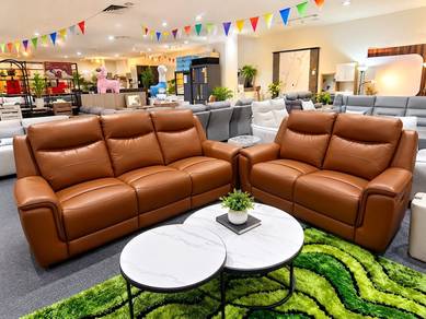 3RR + 2RR Auto Recliner Half Leather Sofa