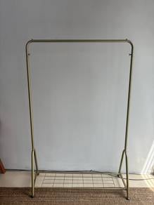 Gold Metal Garment Rack with Shelf