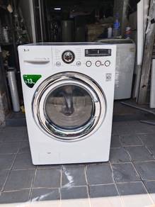LG inverter front load hot washer mesin basuh 13kg
