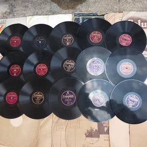 15pc 78RPM Columbia Gramophone Record Piring Hitam
