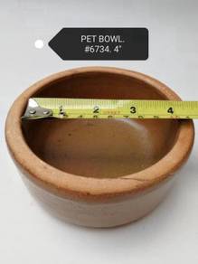 Clay Ceramic Pet Food Water Bowl 6734 4inch Brown