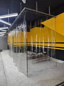 Carwash Curtain attached with Sliding Railing sys