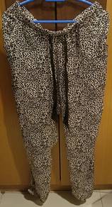 Leopard Print Soft Satin Pants with Drawstring
