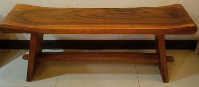Solid Wood Bench with Natural Live Edge Top