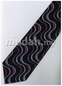 EPP15 Purple Black White Blinking Striped Neck Tie