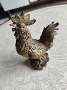 Antique Bronze Money Rooster Display.